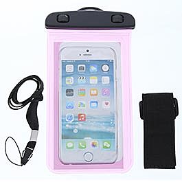 Pink Waterproof Phone Carrying Pouch with Arm Strap and Lanyard